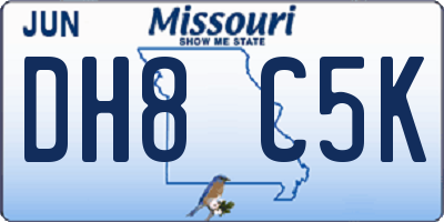 MO license plate DH8C5K
