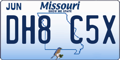 MO license plate DH8C5X