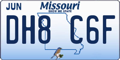 MO license plate DH8C6F