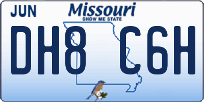 MO license plate DH8C6H