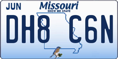 MO license plate DH8C6N