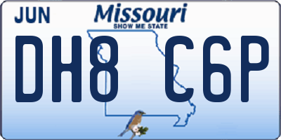 MO license plate DH8C6P
