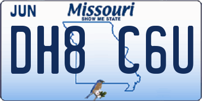 MO license plate DH8C6U
