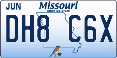 MO license plate DH8C6X