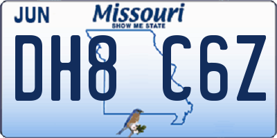MO license plate DH8C6Z