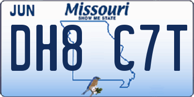 MO license plate DH8C7T