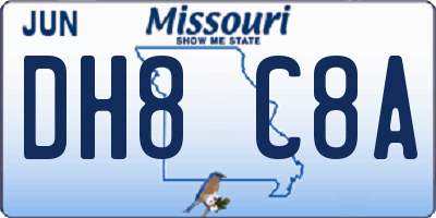 MO license plate DH8C8A