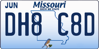 MO license plate DH8C8D