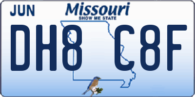 MO license plate DH8C8F