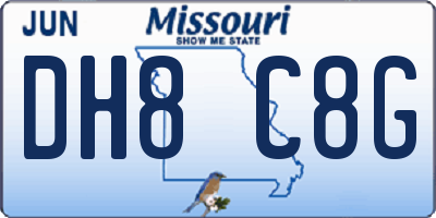 MO license plate DH8C8G