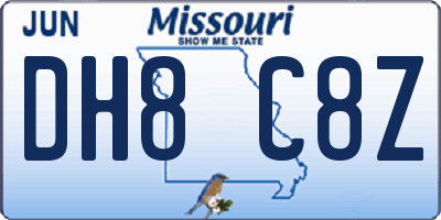 MO license plate DH8C8Z