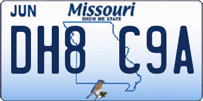 MO license plate DH8C9A