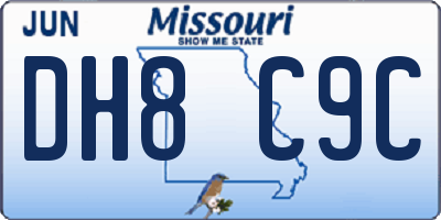 MO license plate DH8C9C