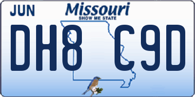 MO license plate DH8C9D