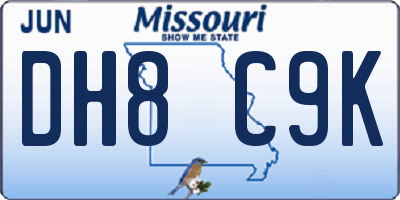 MO license plate DH8C9K