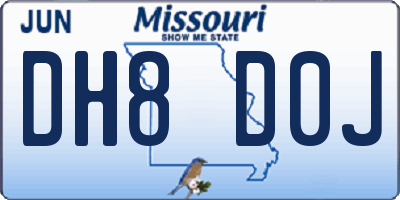MO license plate DH8D0J