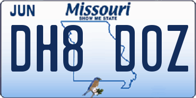 MO license plate DH8D0Z