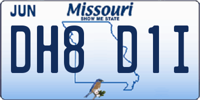 MO license plate DH8D1I