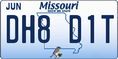MO license plate DH8D1T