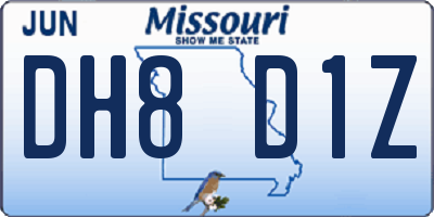 MO license plate DH8D1Z