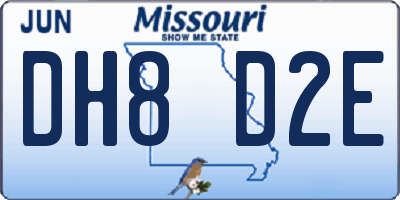 MO license plate DH8D2E