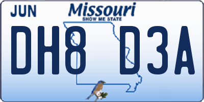 MO license plate DH8D3A