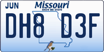 MO license plate DH8D3F