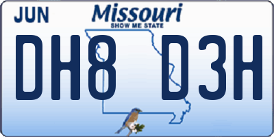MO license plate DH8D3H