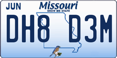 MO license plate DH8D3M