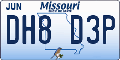 MO license plate DH8D3P