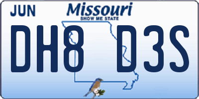 MO license plate DH8D3S