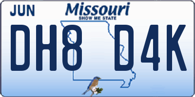 MO license plate DH8D4K