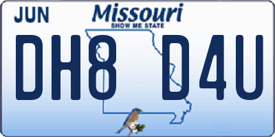 MO license plate DH8D4U