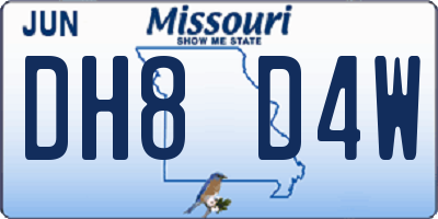 MO license plate DH8D4W