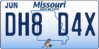 MO license plate DH8D4X