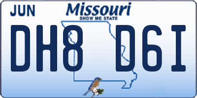 MO license plate DH8D6I