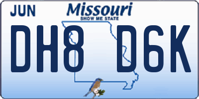 MO license plate DH8D6K