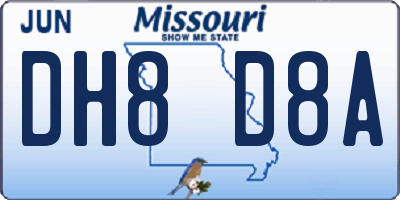 MO license plate DH8D8A