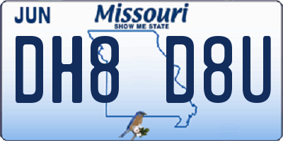 MO license plate DH8D8U