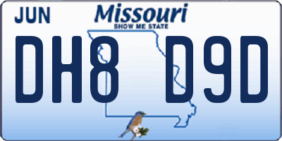 MO license plate DH8D9D