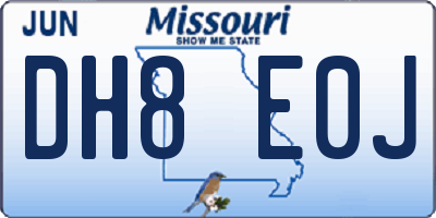 MO license plate DH8E0J