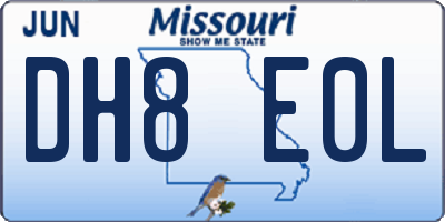 MO license plate DH8E0L