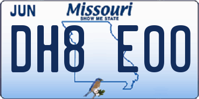 MO license plate DH8E0O