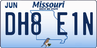 MO license plate DH8E1N