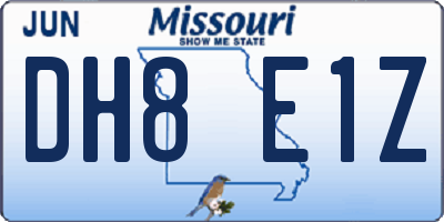 MO license plate DH8E1Z