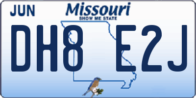 MO license plate DH8E2J