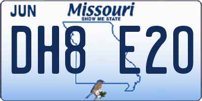 MO license plate DH8E2O
