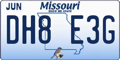 MO license plate DH8E3G
