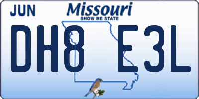 MO license plate DH8E3L