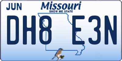 MO license plate DH8E3N